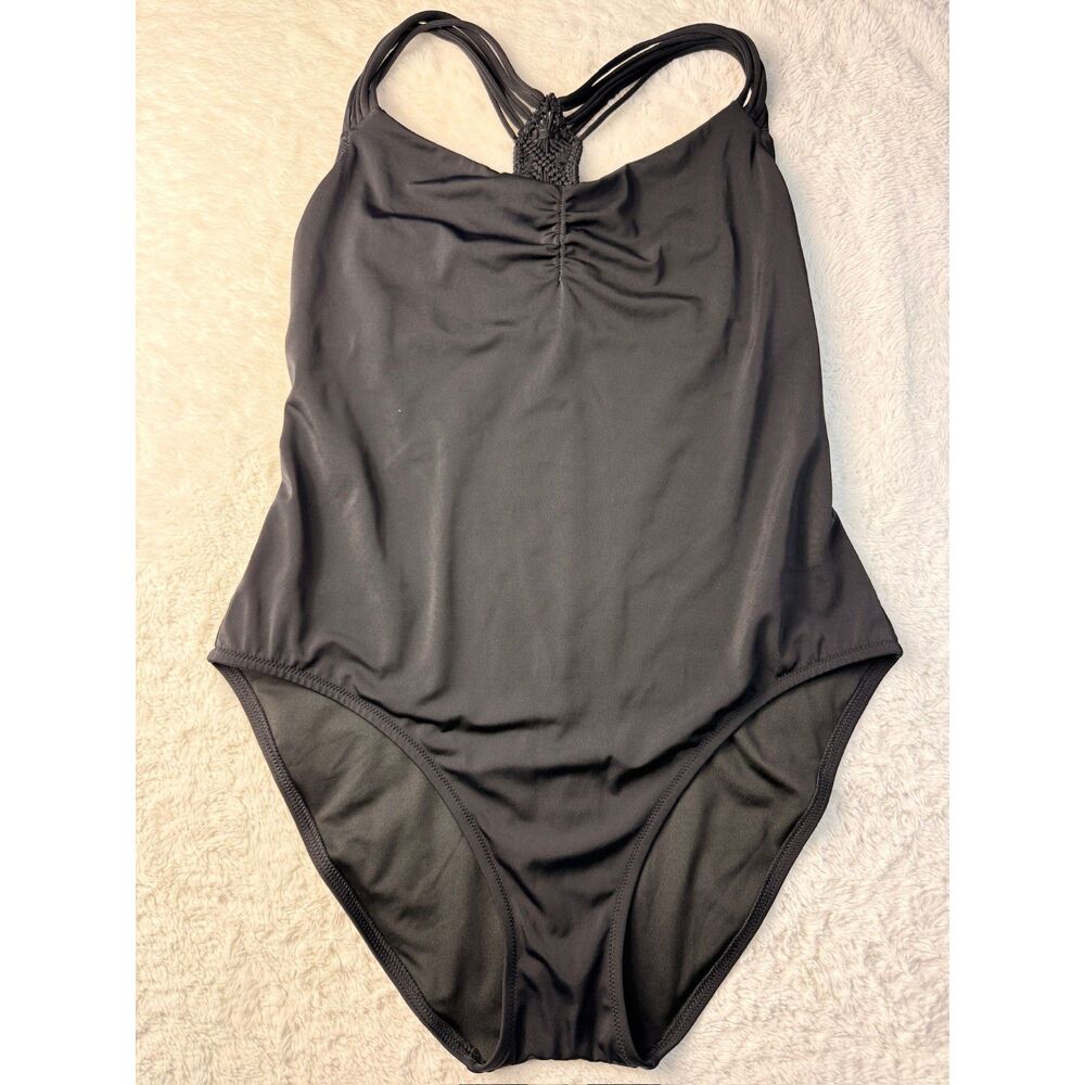 Victoria's Secret Swim Black One Piece Macrame Back Swimsuit XL